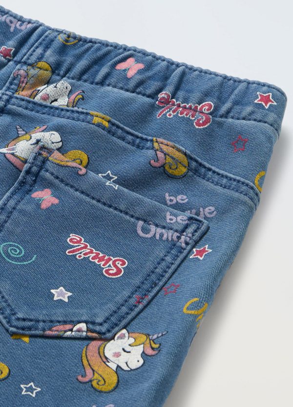 Colanți din denim cu imprimeu unicorni