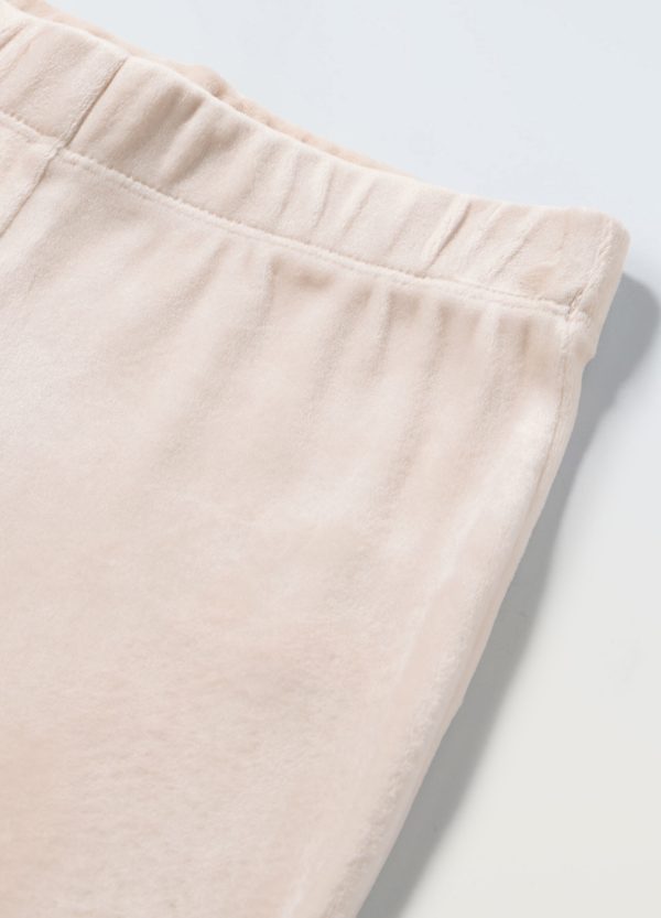Pantaloni evazați din velur crem pentru fete