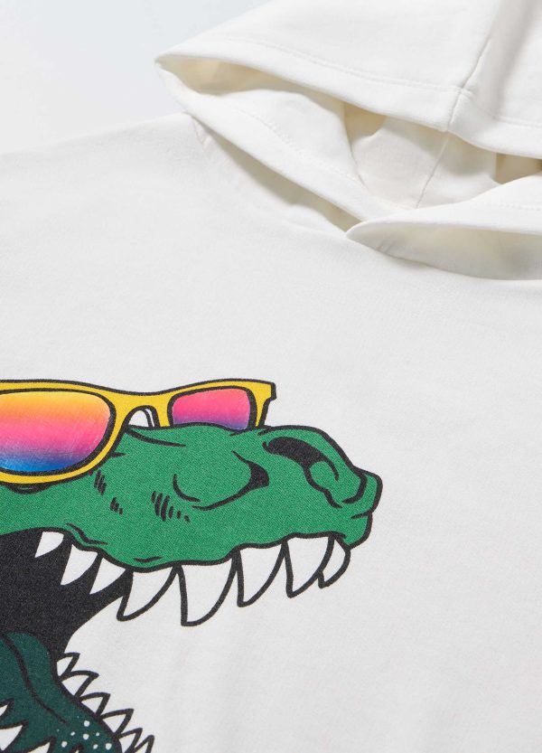 Hanorac alb cu dinozaur cool