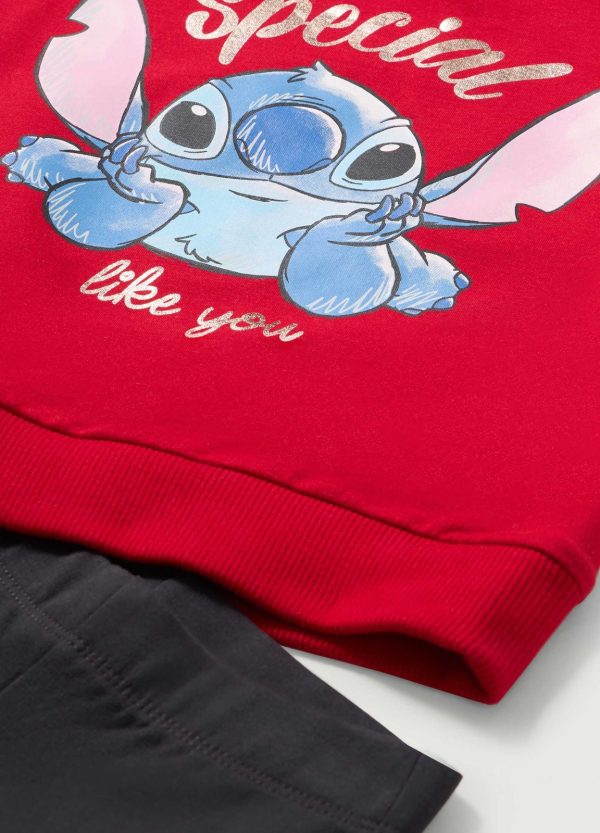 Set roșu Stitch cu pantaloni negri