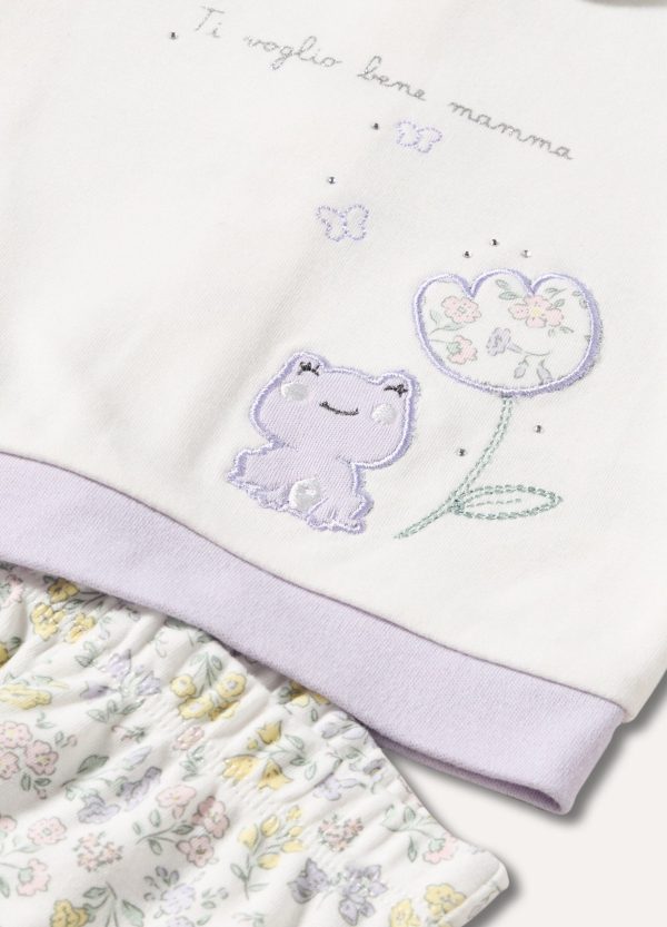 Set de pijama pentru bebeluși cu imprimeu floral și mesaj „Ti voglio bene mamma”