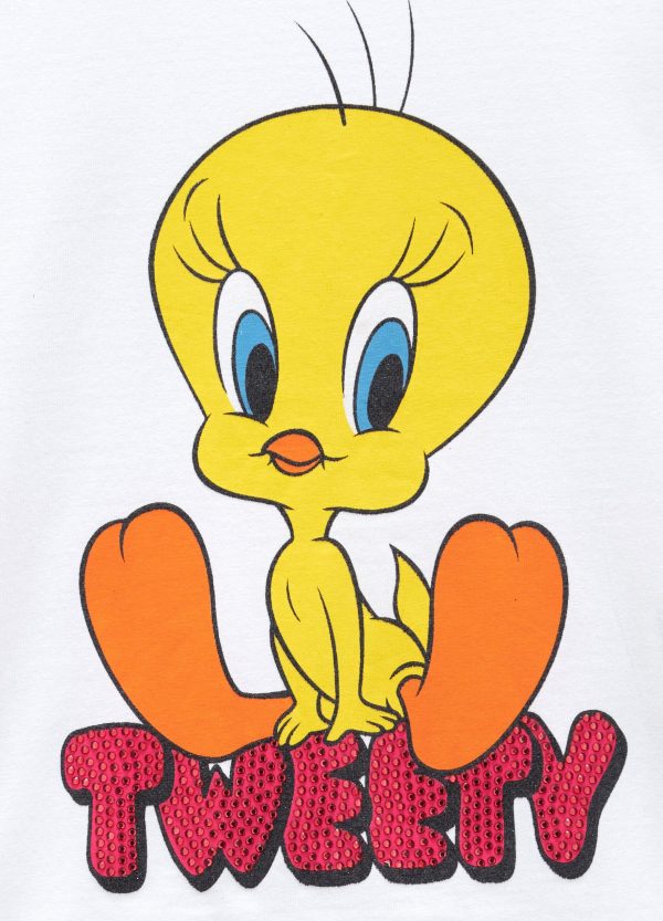 Tricou alb cu mâneci lungi pentru copii "Tweety"