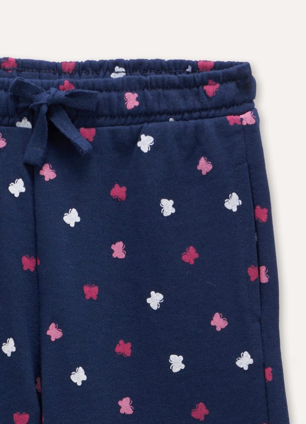 Pantaloni de trening pentru fetițe, bleumarin cu imprimeu de inimioare