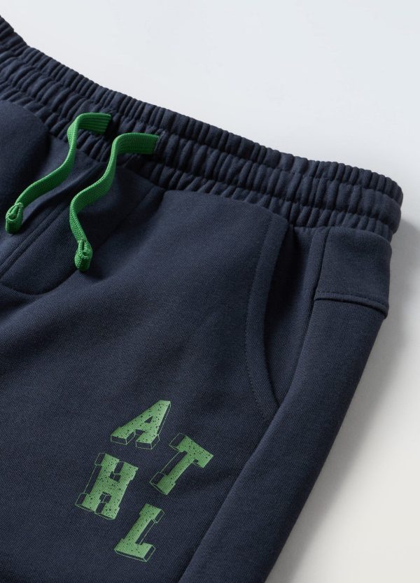 Pantaloni de Trening Bleumarin cu Șnur Verde