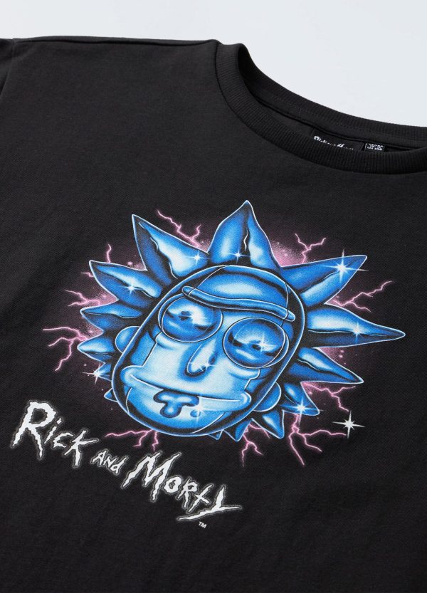 Tricou negru cu imprimeu Rick and Morty