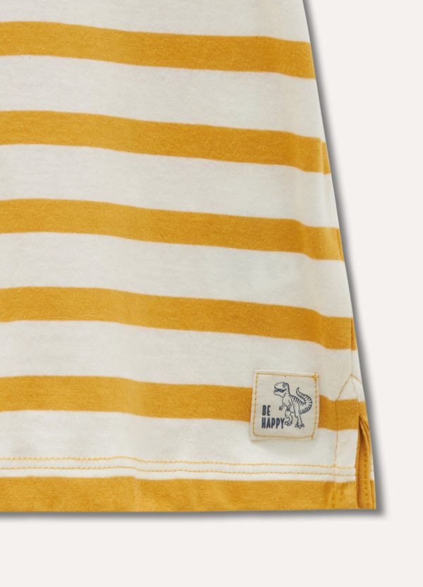 Tricou cu dungi orizontale galbene și albe