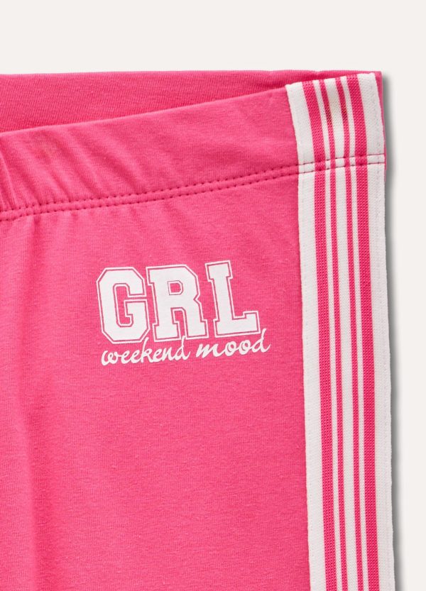 Colanți roz cu dungi albe "GRL"