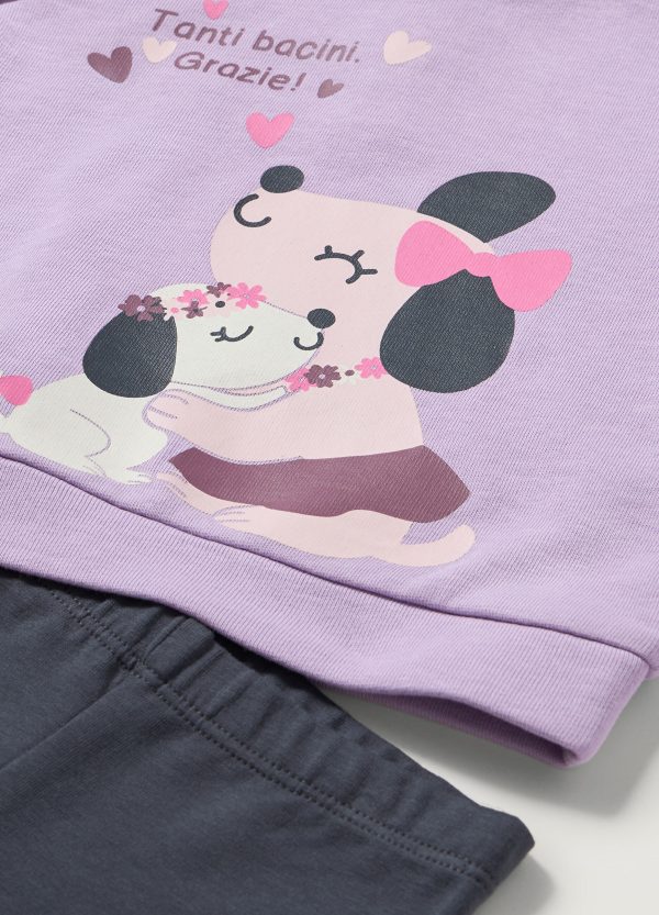 Set casual pentru copii cu bluză și pantaloni, imprimeu adorabil cu cățeluși