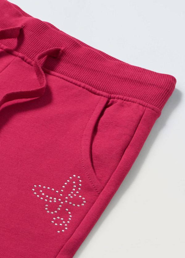 Pantaloni trening roz intens cu detaliu fluture