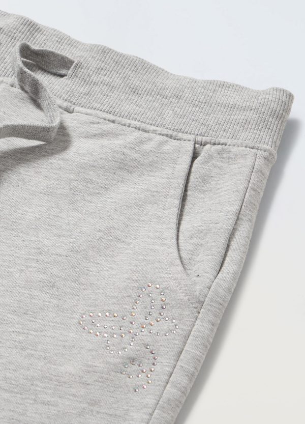 Pantaloni trening gri deschis cu detaliu fluture