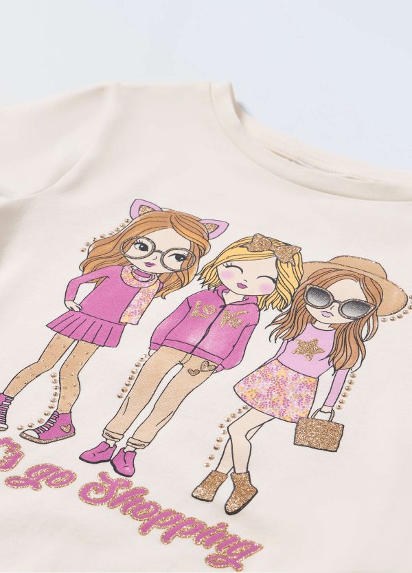 Tricou cu imprimeu fetițe la shopping