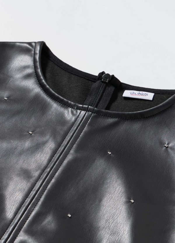 Rochie din piele ecologică neagră